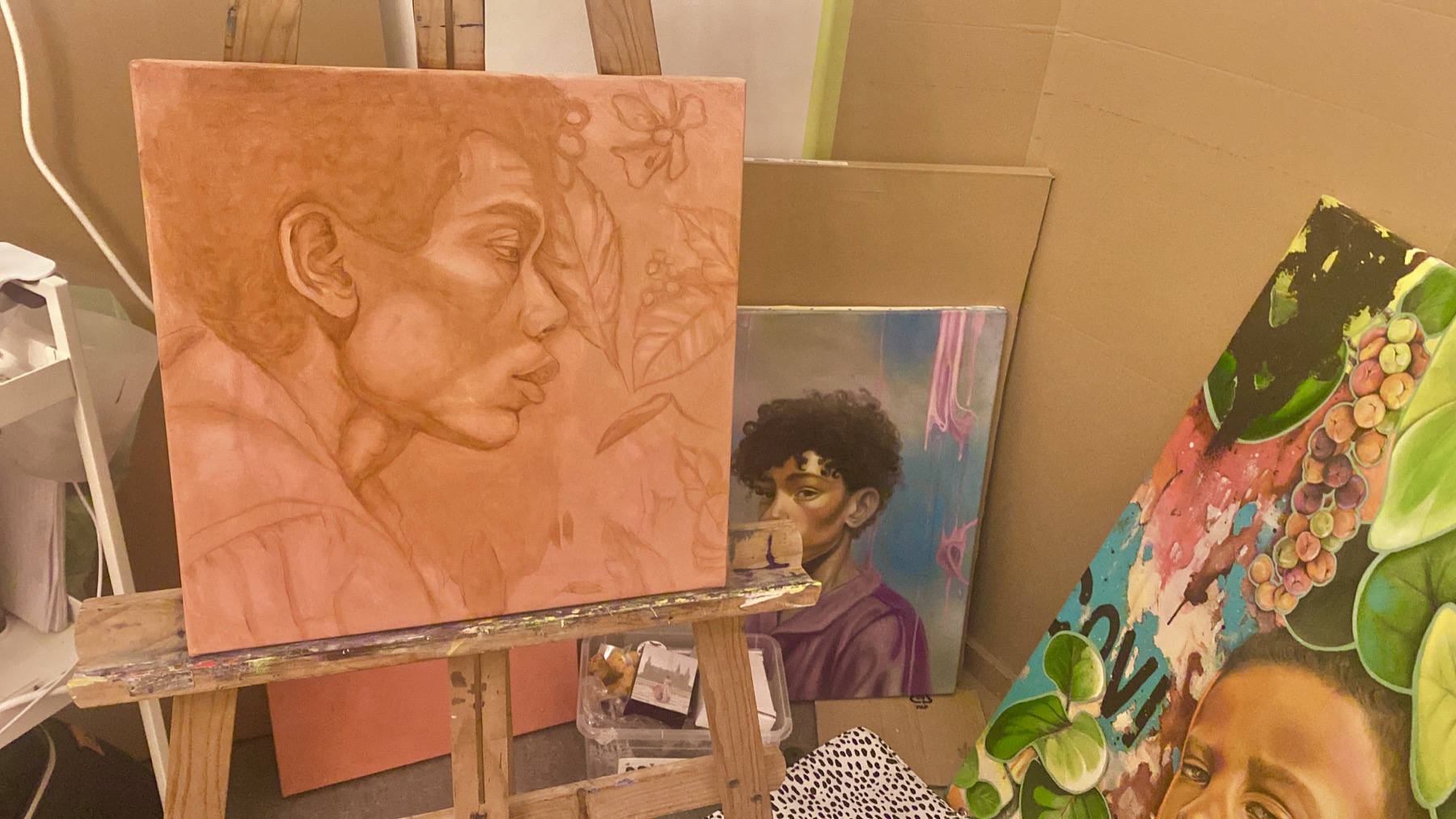 Portraits in progress in the studio, selected moment 24
