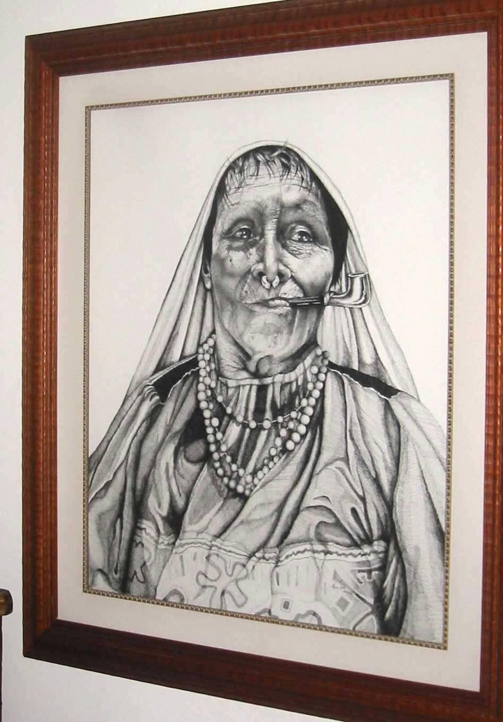Framed portrait drawing, selected moment 10