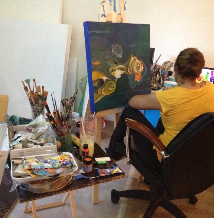 Painting at the easel, selected moment 23